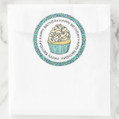Happy Birthday Blauwgroen en Vanilla Cupcake Ronde Sticker (Tas)