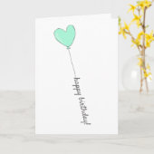 Happy Birthday - Blauwgroen hartverwarmingsballon Kaart (Gele Bloem)