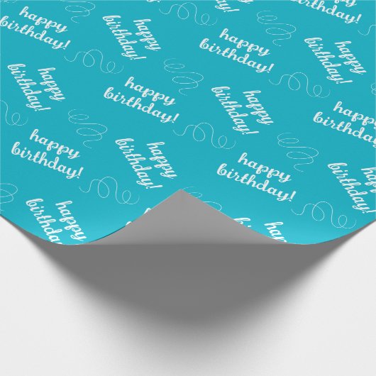 Happy Birthday Blauwgroen ompakken papier (Hoek)