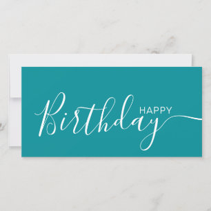 Happy Birthday Blauwgroen White Modern Flat Card