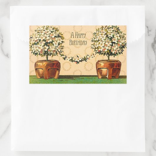 Happy Birthday  Bloeipotten Sticker (Tas)