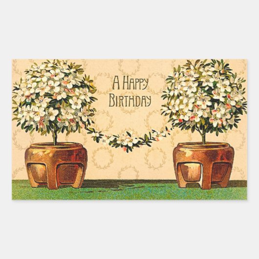 Happy Birthday  Bloeipotten Sticker (Voorkant)