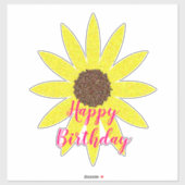Happy Birthday Bloem Geel Zonnebloem Roze Sticker (Vel)