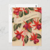  Happy Birthday | Bloemen Briefkaart (Voorkant / Achterkant)