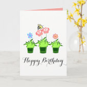 "Happy Birthday" Bloemen Planten met Bee Kaart (Gele Bloem)