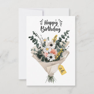 Happy Birthday Bloemenboeket Kaart | Moderne bloem