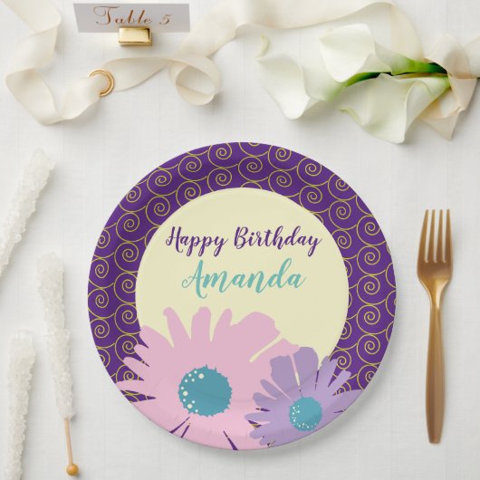 Happy Birthday Bloementuin Papieren Bordje (Huwelijk)