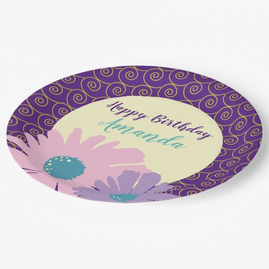 Happy Birthday Bloementuin Papieren Bordje (Gekanteld)