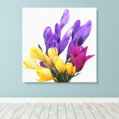 Happy Birthday  bloemige kleurrijke krokus schatti Canvas Afdruk (Insitu (Houten vloer))