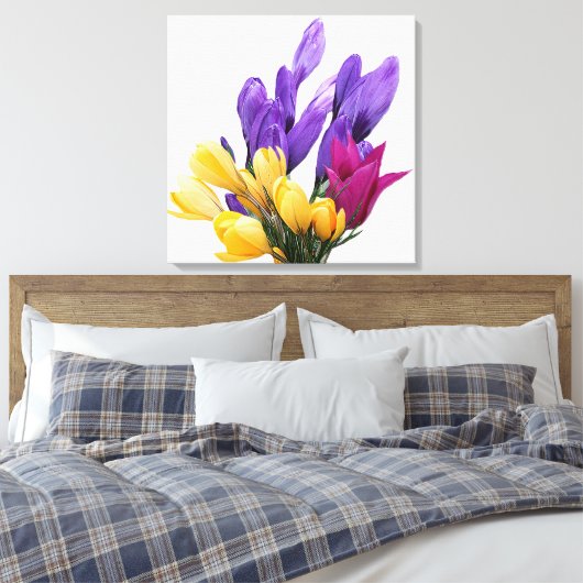 Happy Birthday  bloemige kleurrijke krokus schatti Canvas Afdruk (Insitu (Slaapkamer))