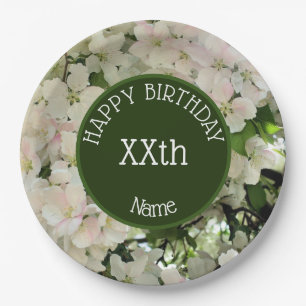 Happy Birthday Bloesems gepersonaliseerd Papieren Bordje