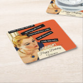 Happy Birthday Blowing Out Candles  Funny Kartonnen Onderzetters (Schuin)