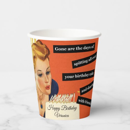 Happy Birthday Blowing Out Candles Funny Papieren Bekers (Voorkant)