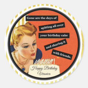 Happy Birthday Blowing Out Candles Funny Ronde Sticker