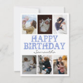 Happy Birthday Blue 6 Photo Collage Wenskaart (Voorkant)