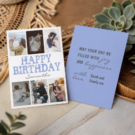 Happy Birthday Blue 6 Photo Collage Wenskaart
