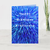 Happy Birthday, Blue Abstract Floral Greeting Kaart (Voorkant)