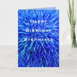 Happy Birthday, Blue Abstract Floral Greeting Kaart