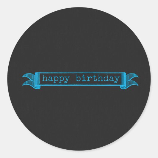 Happy Birthday Blue-alkboard Ronde Sticker (Voorkant)