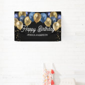 Happy Birthday Blue and Gold Balloons  Spandoek (Insitu)