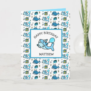 Happy Birthday Blue Baby Shark gepersonaliseerd Kaart