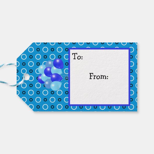 Happy Birthday Blue Balloons Cadeau Labels Cadeaulabel (Achterkant Horizontaal)