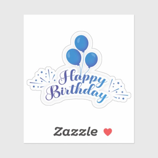 Happy Birthday Blue Balloons sticker (Vel)