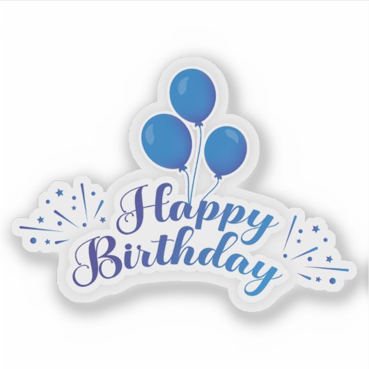 Happy Birthday Blue Balloons sticker (Voorkant)