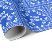 Happy Birthday Blue Bandana Cadeaupapier (Rol Hoek)