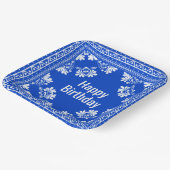 Happy Birthday Blue Bandana Papieren Bordje (Gebogen)