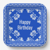 Happy Birthday Blue Bandana Papieren Bordje (Voorkant)