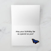 Happy Birthday Blue Butterfly Design Kaart (Binnen)