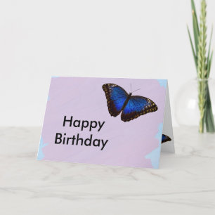 Happy Birthday Blue Butterfly Design Kaart
