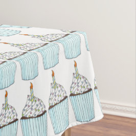 Happy Birthday Blue Cake Cupcake Candle Sprinkles Tafelkleed