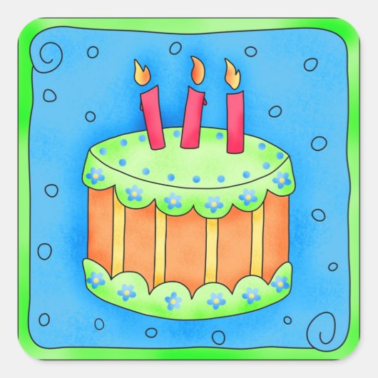 Happy Birthday Blue Cake Sticker (Voorkant)