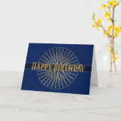 Happy Birthday Blue Compass 3D Effect Design Kaart (Gele Bloem)