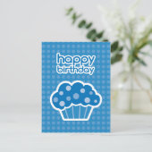 Happy Birthday Blue Cupcake briefkaart (Staand voorkant)