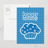 Happy Birthday Blue Cupcake briefkaart (Voorkant / Achterkant)