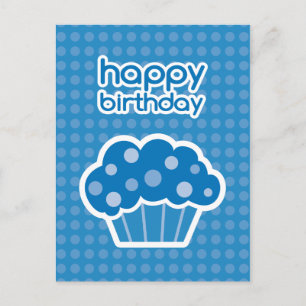 Happy Birthday Blue Cupcake briefkaart