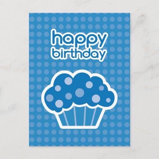 Happy Birthday Blue Cupcake briefkaart (Voorkant)