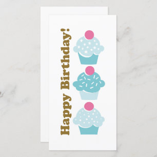 Happy Birthday Blue Cupcake-kaart