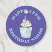 Happy Birthday Blue Cupcake Sprinkles Froting Bedankjes Labels (Voorkant)
