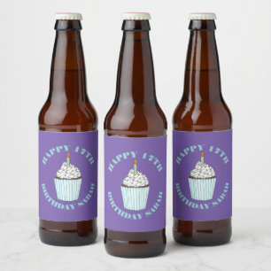 Happy Birthday Blue Cupcake Sprinkles Froting Bier Etiket