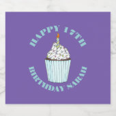 Happy Birthday Blue Cupcake Sprinkles Froting Bier Etiket (Enkel label)