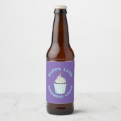 Happy Birthday Blue Cupcake Sprinkles Froting Bier Etiket (Voorkant)