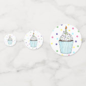 Happy Birthday Blue Cupcake Sprinkles Froting Confetti (Voorkanten)
