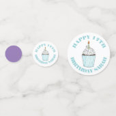 Happy Birthday Blue Cupcake Sprinkles Froting Confetti (Achterkanten)