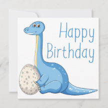 Happy Birthday Blue Dinosaur Wenskaart