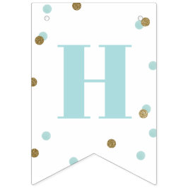 Happy Birthday Blue Gold Confetti First Birthday Vlaggetjes