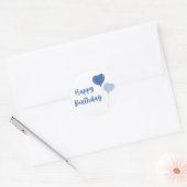Happy Birthday Blue Heart ballon Ronde Sticker (Envelop)